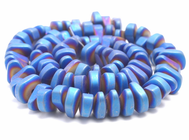 как выглядит 12X5MM MATTE BLUE HEMATITE GEMSTONE NUGGET LOOSE BEADS 15.5" фото