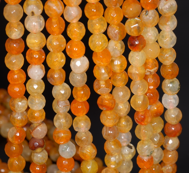 как выглядит 6MM ORANGE DRAGON VEIN AGATE GEMSTONE FACETED ROUND LOOSE BEADS 14.5" фото