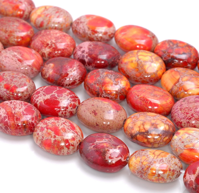 20x16mm Orange Red Imperial Jasper Gemstone Oval Loose Beads 75 Ebay