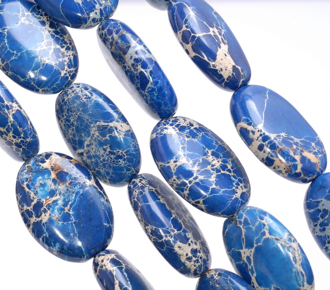 20X18MM BLUE IMPERIAL JASPER GEMSTONE OVAL LOOSE BEADS 7.5